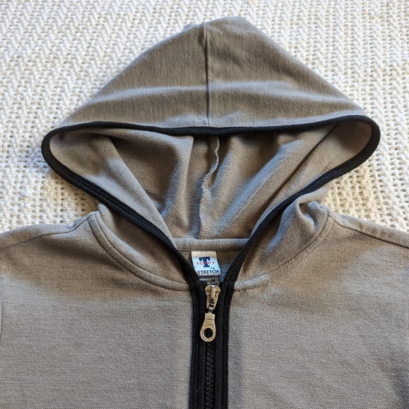 Vintage 90s Y2K TOPPY Crop Hoodie Shirt Women's Medium Taupe Brown Full Zipper - Picture 3 of 8